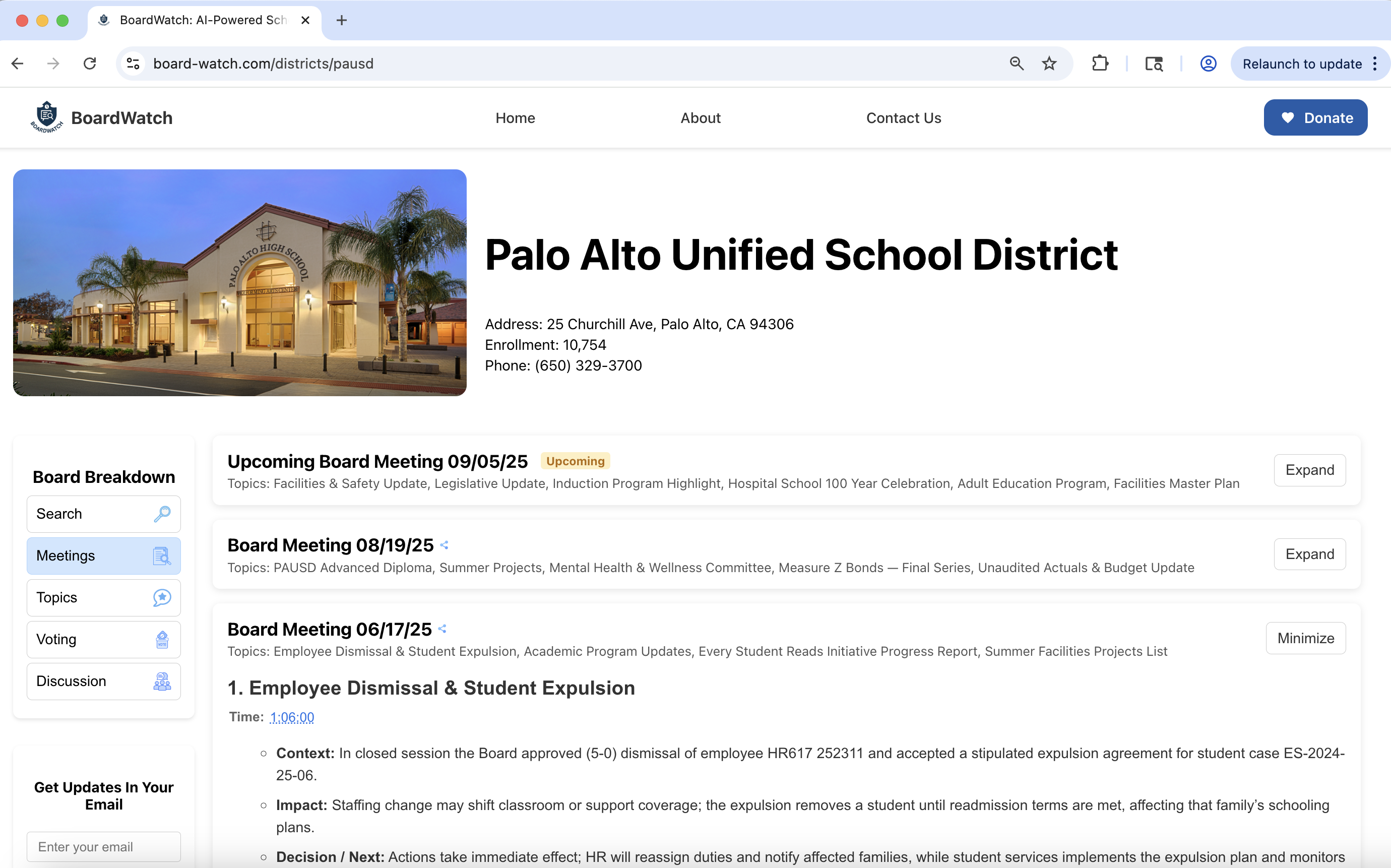 BoardWatch dashboard preview